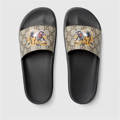 gucci tiger slides fake|gucci gg supreme slides.